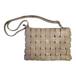 Anthropologie Beige Lindy Woven Clutch Faux Leather Crossbody Women's